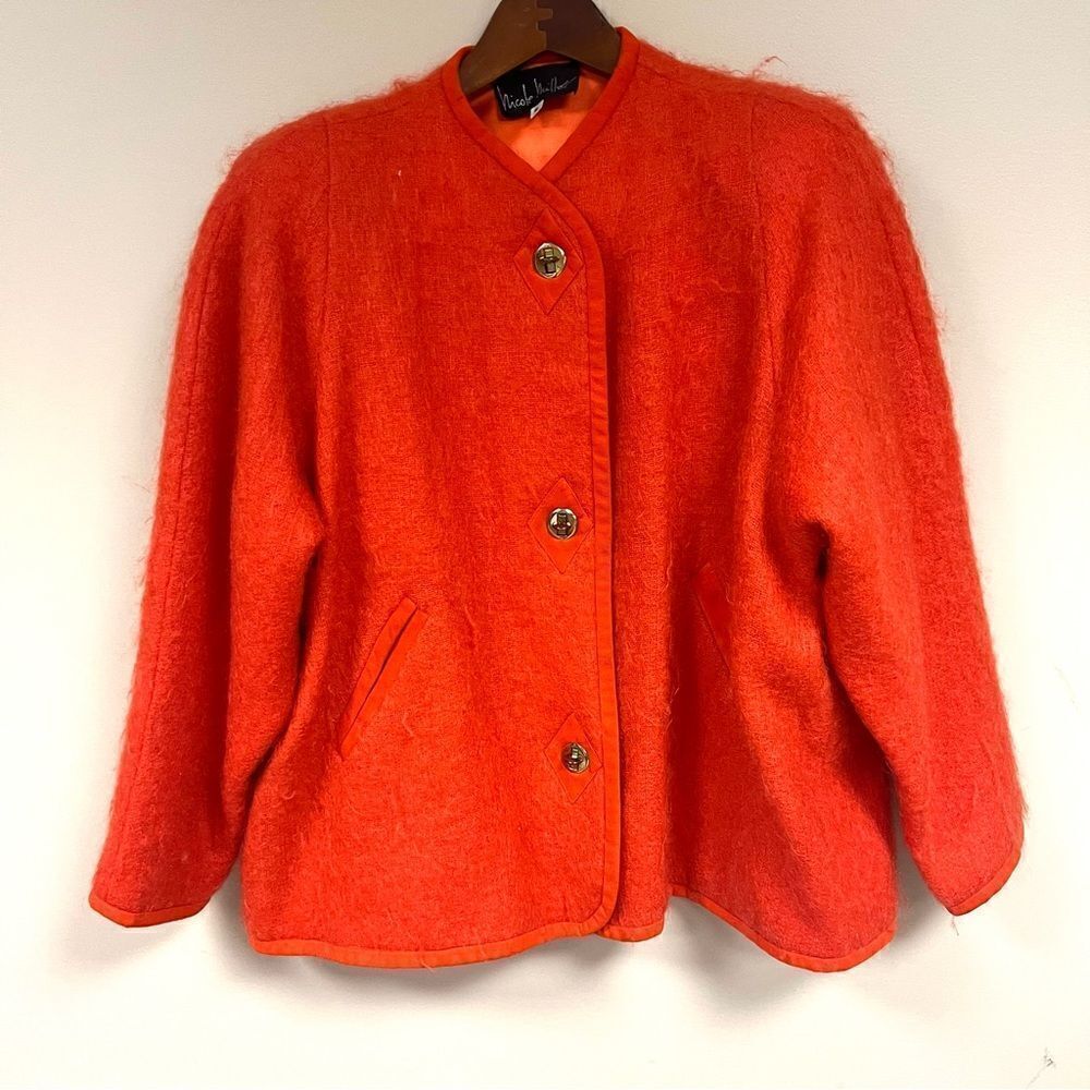 - Nicole Miller rare vintage orange mohair jacket. Size L/XL